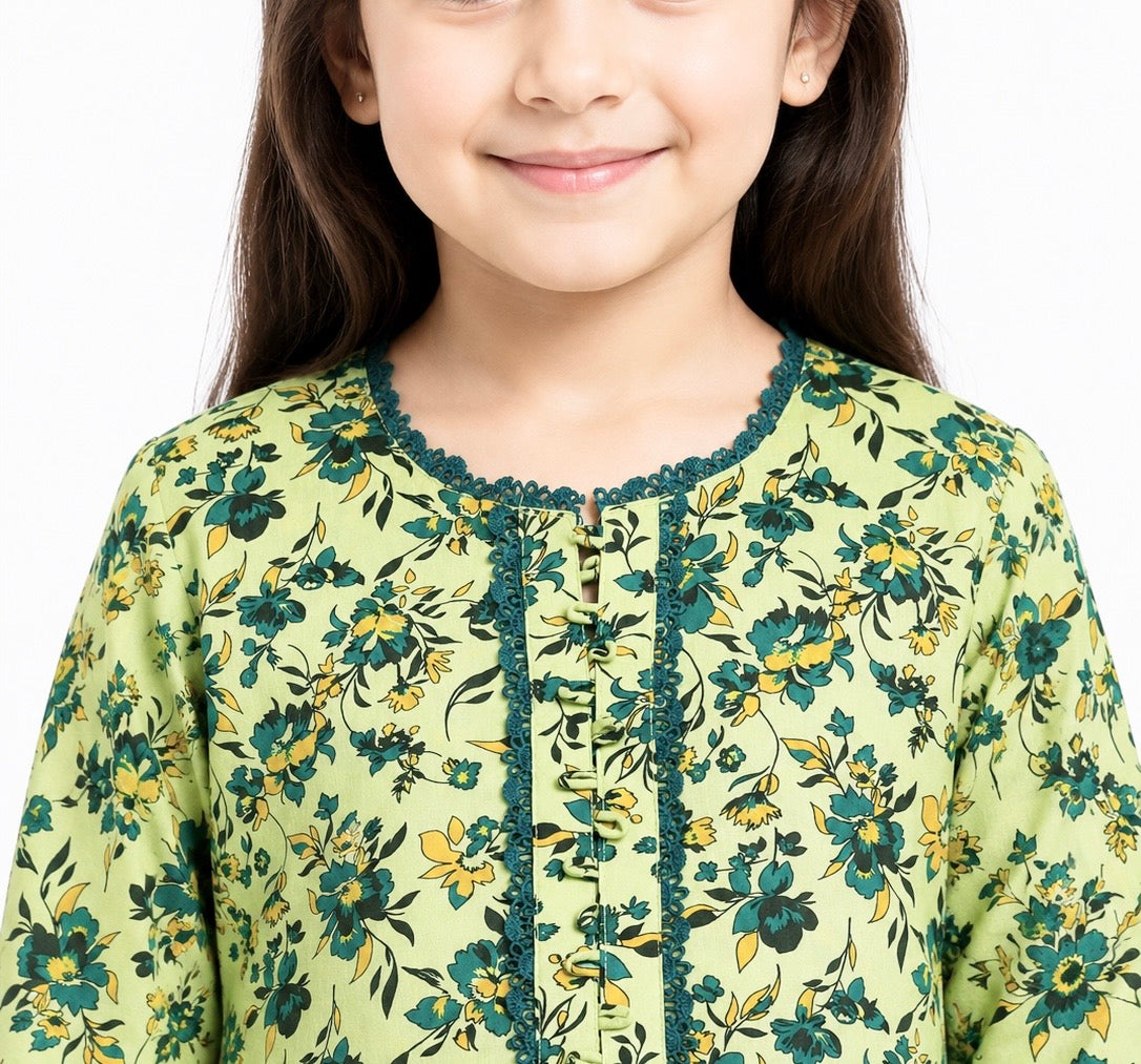 Girls Printed Cotton 2 Piece Suit – Soft Cotton Casual Wear for Kids