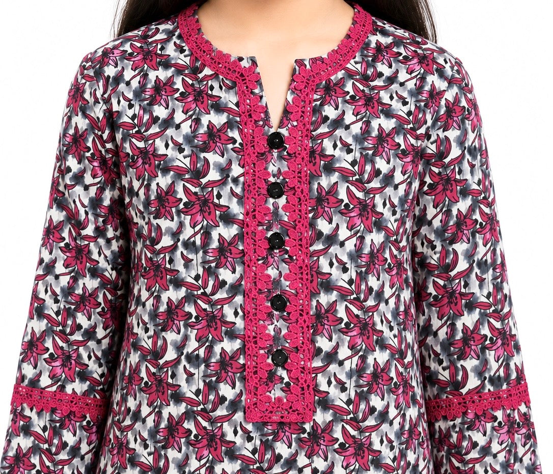Girls Printed Cotton 2 Piece Suit