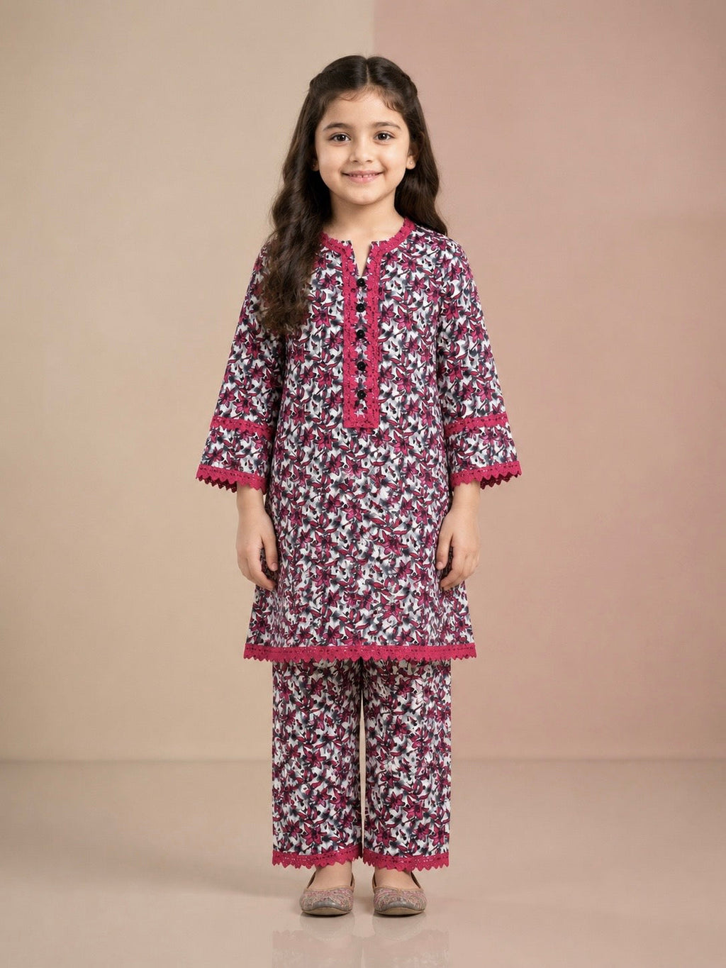 Girls Printed Cotton 2 Piece Suit