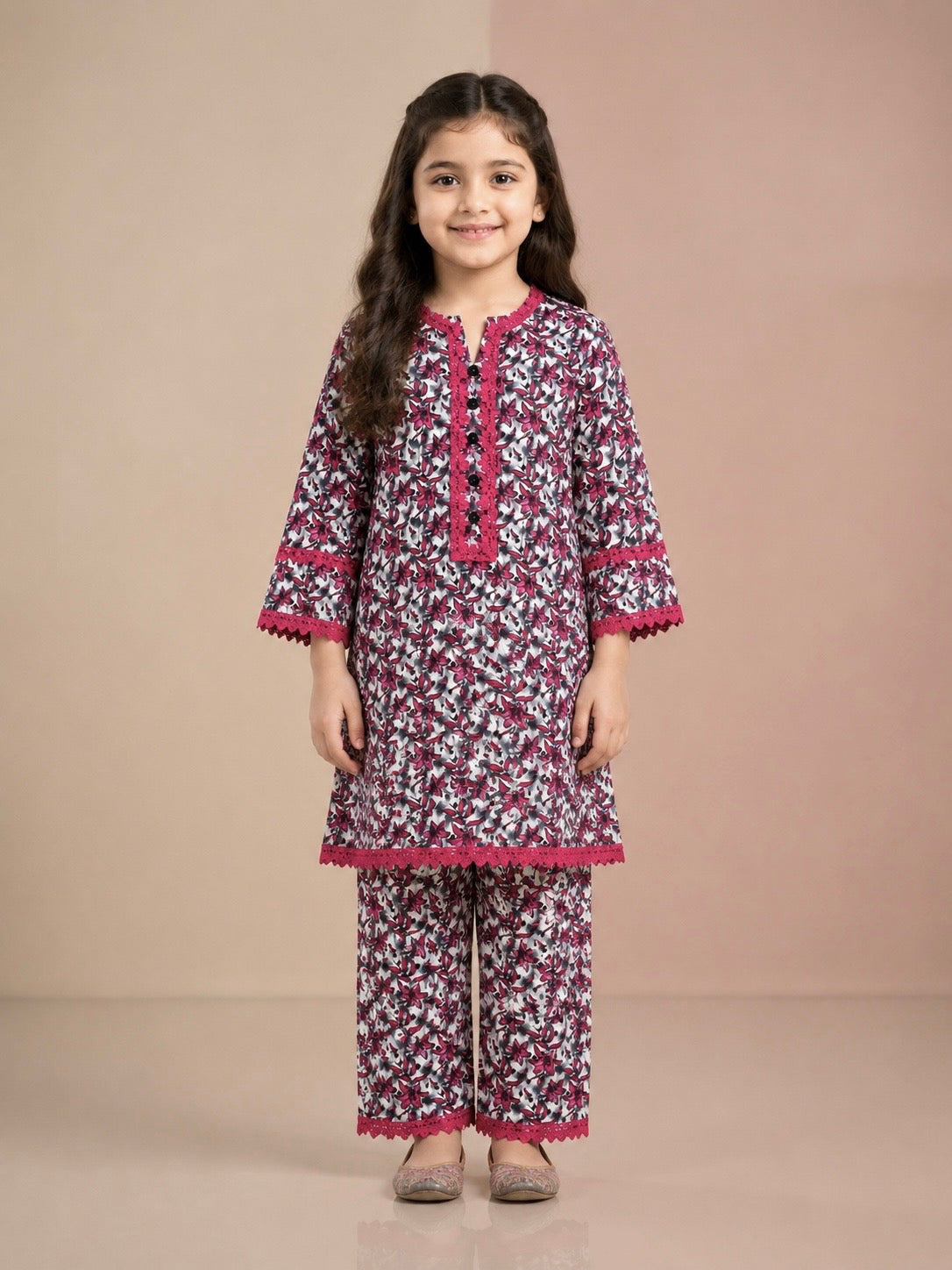 Girls Printed Cotton 2 Piece Suit